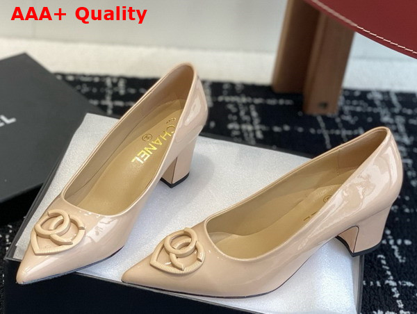 Chanel Patent Leather Pump in Beige Replica