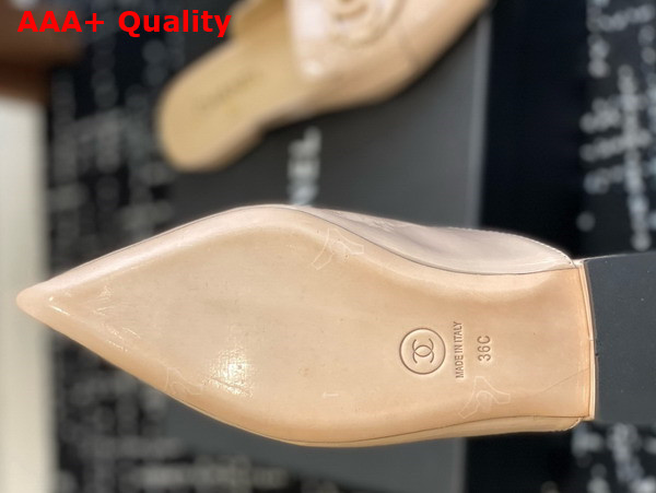Chanel Patent Leather Slipper in Beige Replica