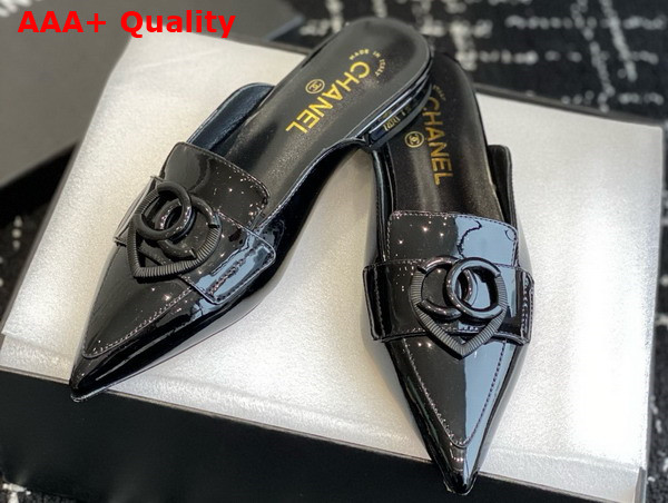 Chanel Patent Leather Slipper in Black Replica