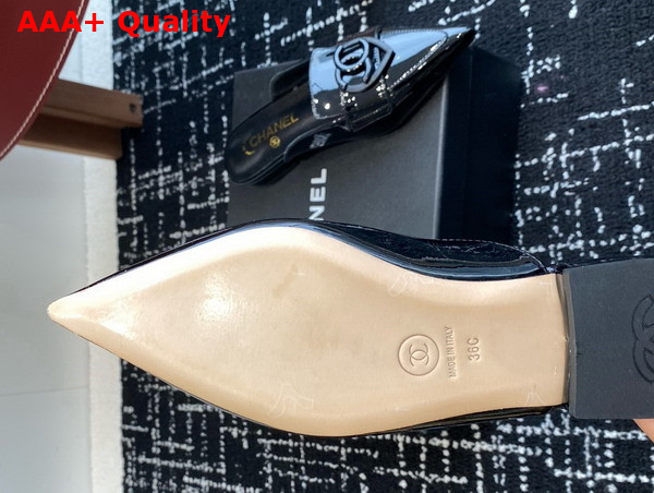 Chanel Patent Leather Slipper in Black Replica