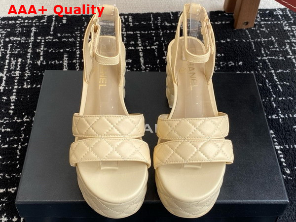 Chanel Platform Sandal in Beige Lambskin G46427 Replica
