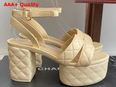 Chanel Platform Sandal in Beige Lambskin G46427 Replica