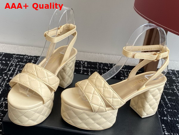 Chanel Platform Sandal in Beige Lambskin G46427 Replica