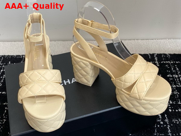 Chanel Platform Sandal in Beige Lambskin G46427 Replica