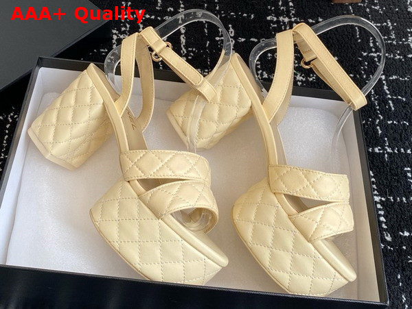 Chanel Platform Sandal in Beige Lambskin G46427 Replica