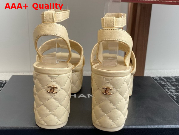 Chanel Platform Sandal in Beige Lambskin G46427 Replica