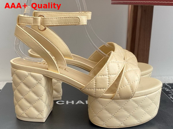 Chanel Platform Sandal in Beige Lambskin G46427 Replica