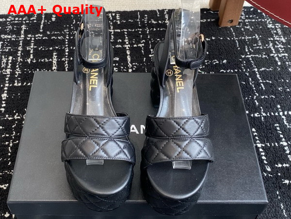 Chanel Platform Sandal in Black Lambskin G46427 Replica