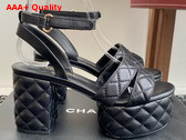 Chanel Platform Sandal in Black Lambskin G46427 Replica