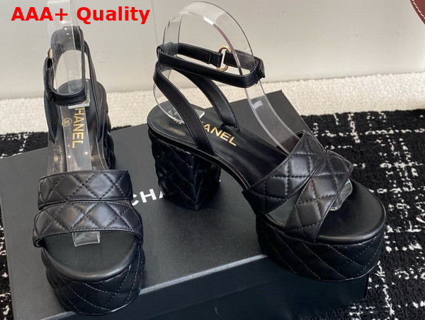 Chanel Platform Sandal in Black Lambskin G46427 Replica