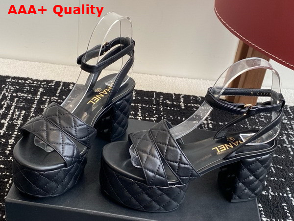 Chanel Platform Sandal in Black Lambskin G46427 Replica