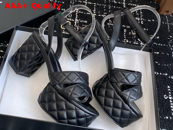Chanel Platform Sandal in Black Lambskin G46427 Replica
