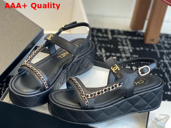 Chanel Platform Sandal in Black Lambskin Replica