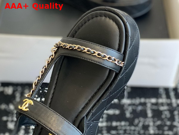 Chanel Platform Sandal in Black Lambskin Replica
