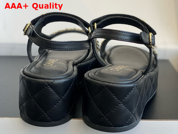 Chanel Platform Sandal in Black Lambskin Replica
