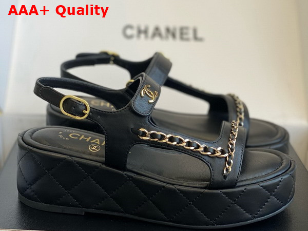 Chanel Platform Sandal in Black Lambskin Replica