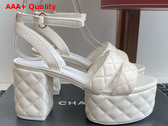 Chanel Platform Sandal in White Lambskin G46427 Replica