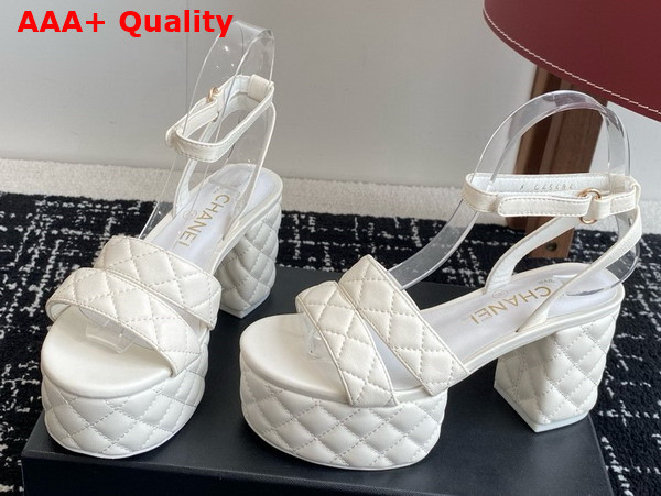 Chanel Platform Sandal in White Lambskin G46427 Replica