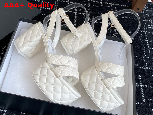 Chanel Platform Sandal in White Lambskin G46427 Replica