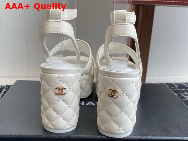 Chanel Platform Sandal in White Lambskin G46427 Replica
