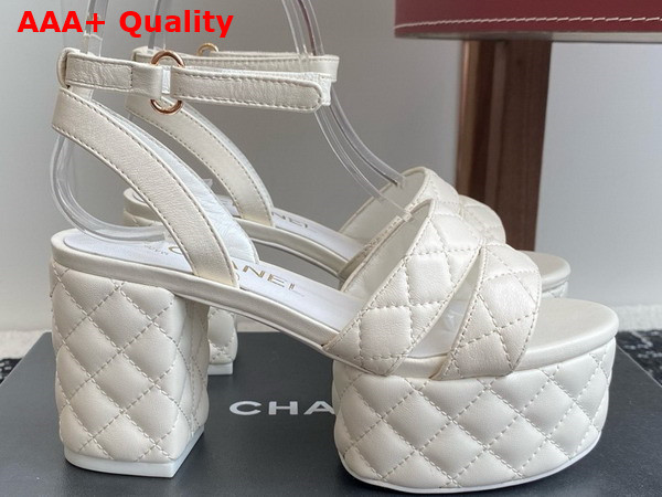 Chanel Platform Sandal in White Lambskin G46427 Replica