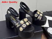 Chanel Platform Sandals Black Lambskin and Metal G46423 Replica