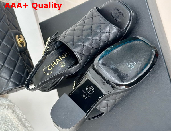 Chanel Platform Sandals in Black Quilted Lambskin G45567 Replica