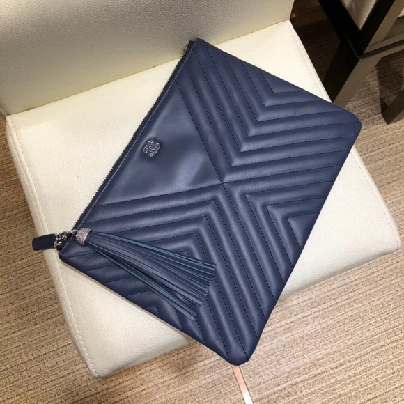Chanel Pouch Calfskin Navy Blue