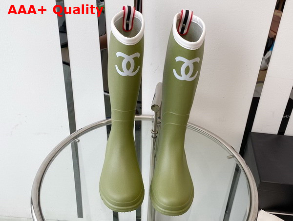 Chanel Rain Boot in Green Rubber Replica