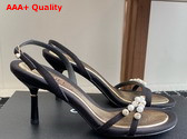 Chanel Sandal in Black Canvas and Pearls Replica