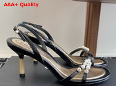 Chanel Sandal in Black Crinkled Calfskin and Pearls Replica