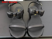 Chanel Sandal in Black with Bow Lambskin Replica