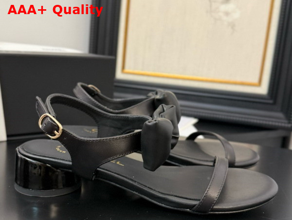 Chanel Sandal in Black with Bow Lambskin Replica