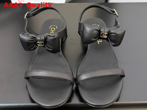 Chanel Sandal in Black with Bow Lambskin Replica