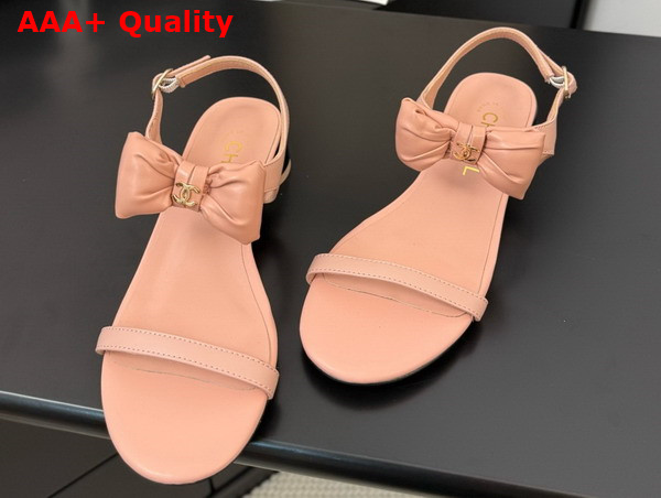 Chanel Sandal in Pink with Bow Lambskin Replica