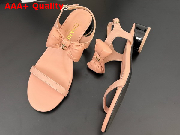 Chanel Sandal in Pink with Bow Lambskin Replica