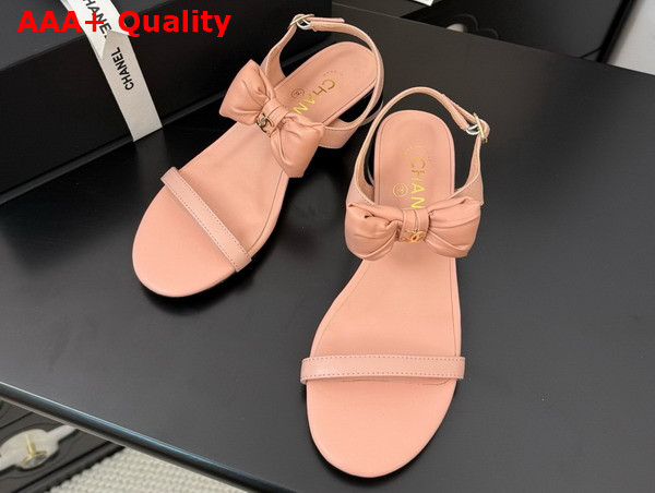 Chanel Sandal in Pink with Bow Lambskin Replica