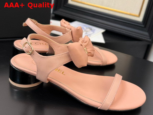 Chanel Sandal in Pink with Bow Lambskin Replica