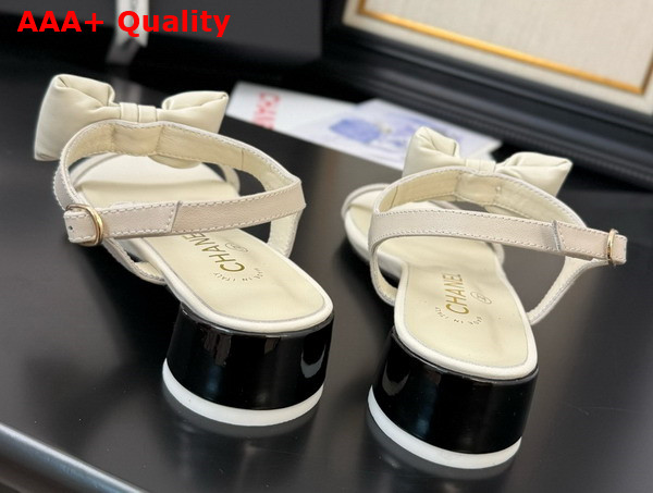 Chanel Sandal in White with Bow Lambskin Replica