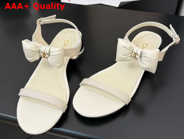 Chanel Sandal in White with Bow Lambskin Replica