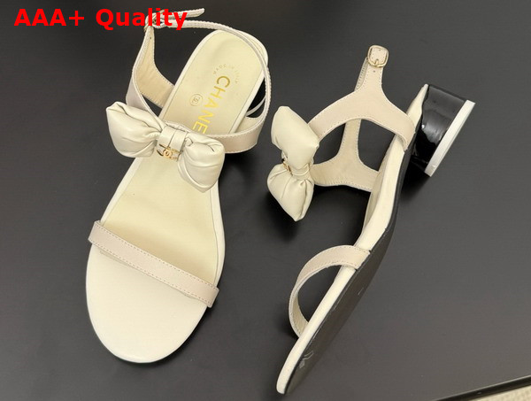 Chanel Sandal in White with Bow Lambskin Replica