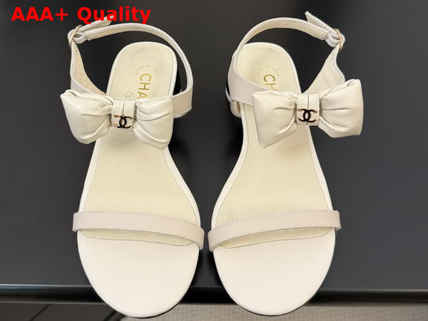 Chanel Sandal in White with Bow Lambskin Replica