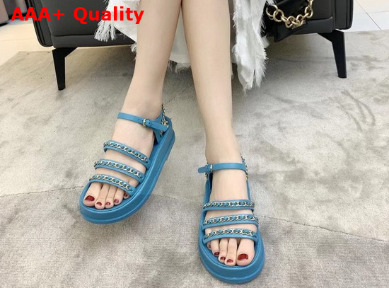 Chanel Sandals Calfskin Blue Ref G37140 Replica