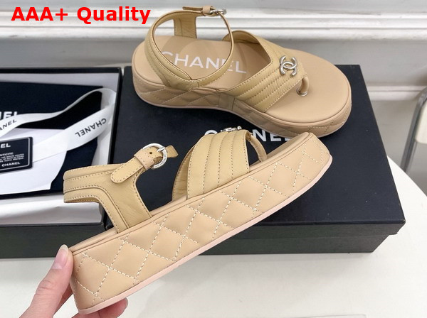 Chanel Sandals in Beige Lambskin G46108 Replica