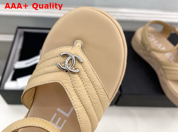 Chanel Sandals in Beige Lambskin G46108 Replica