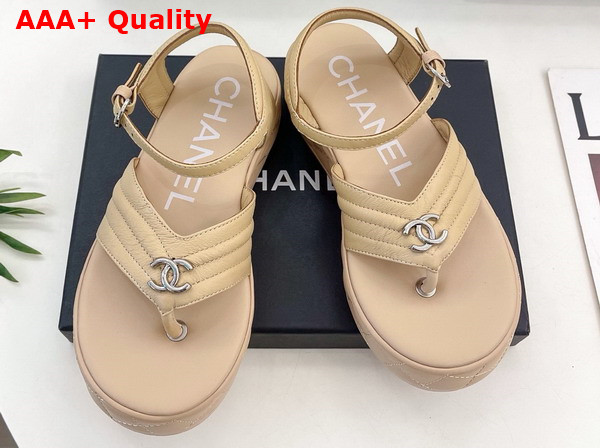 Chanel Sandals in Beige Lambskin G46108 Replica