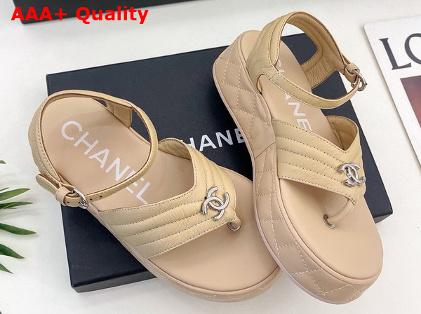 Chanel Sandals in Beige Lambskin G46108 Replica