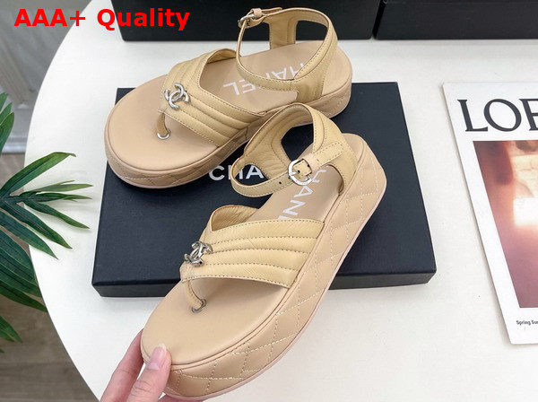 Chanel Sandals in Beige Lambskin G46108 Replica