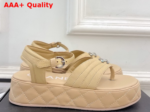 Chanel Sandals in Beige Lambskin G46108 Replica