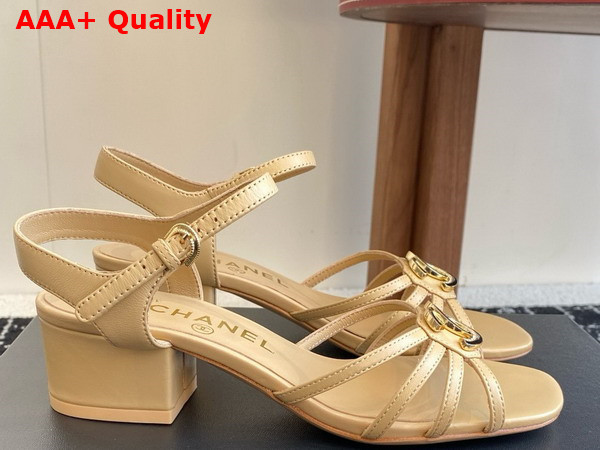 Chanel Sandals in Beige Lambskin G46274 Replica